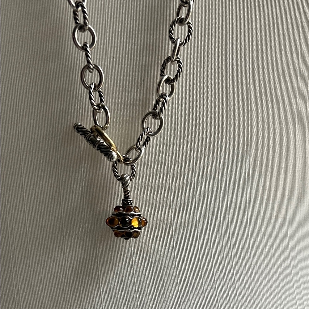 David Yurman Necklace Sterling oval chain with 18K gold toggle link.